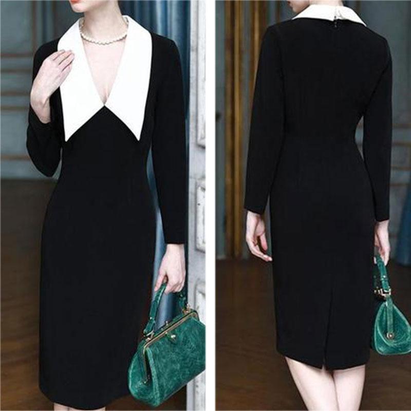 Sailor Collar long sleeves Colouring Bodycon Dress