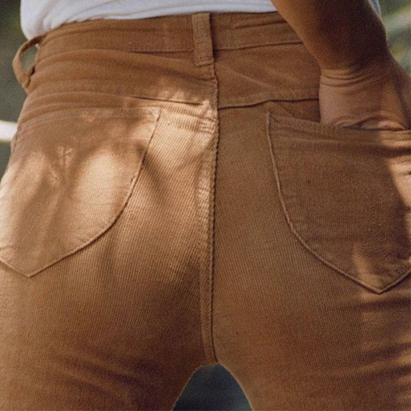 Casual High-Waist Corduroy Zipper Pleated Pants