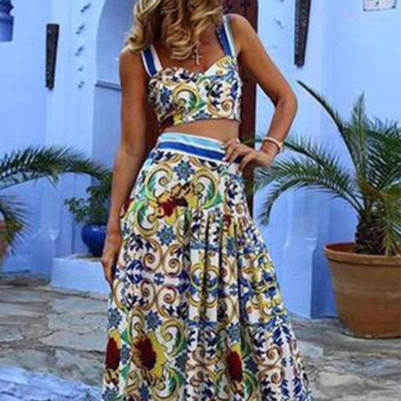 Floral Midriff Baring Suit Dress