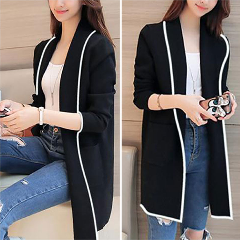 Pure Color Long Sleeve Splicing Coat