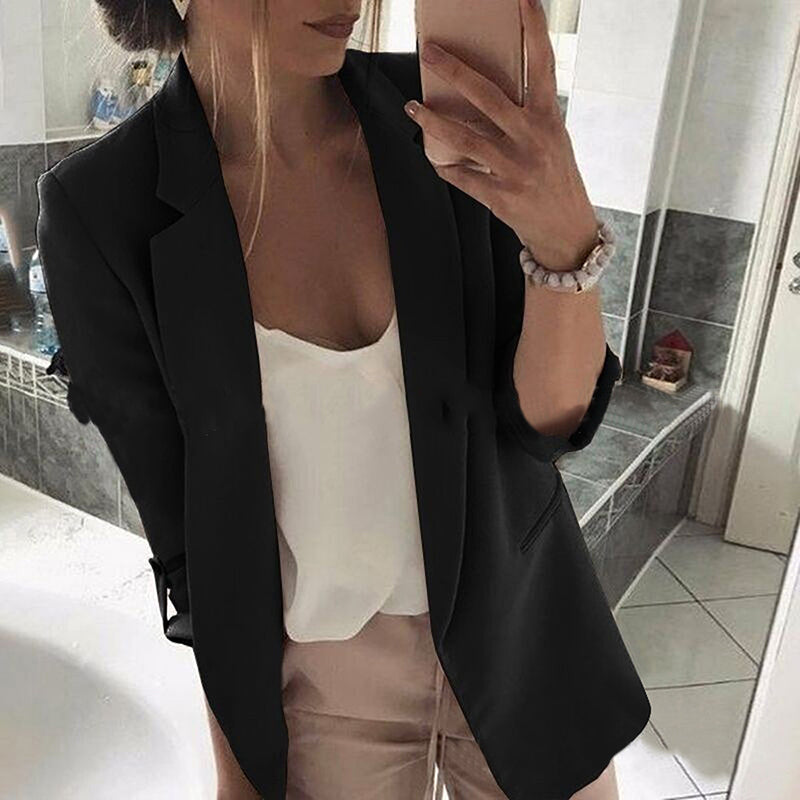 brief suit collar slit pockets solid colour blazer