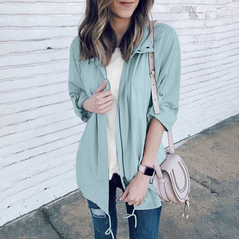 casual brief solid colour loose long sleeves Jacket