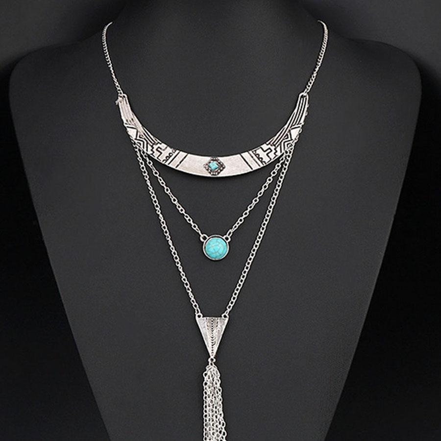 Faux Turquoise Layered Necklace