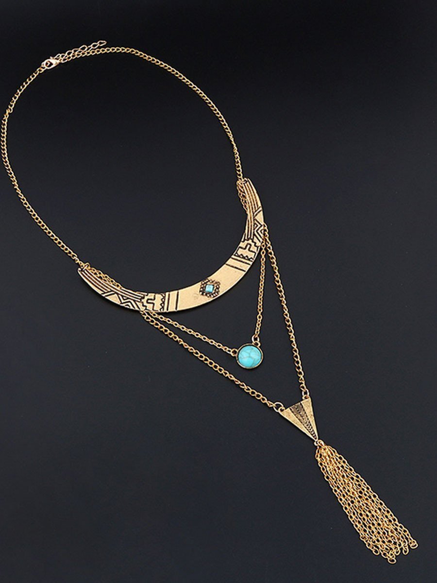 Faux Turquoise Layered Necklace
