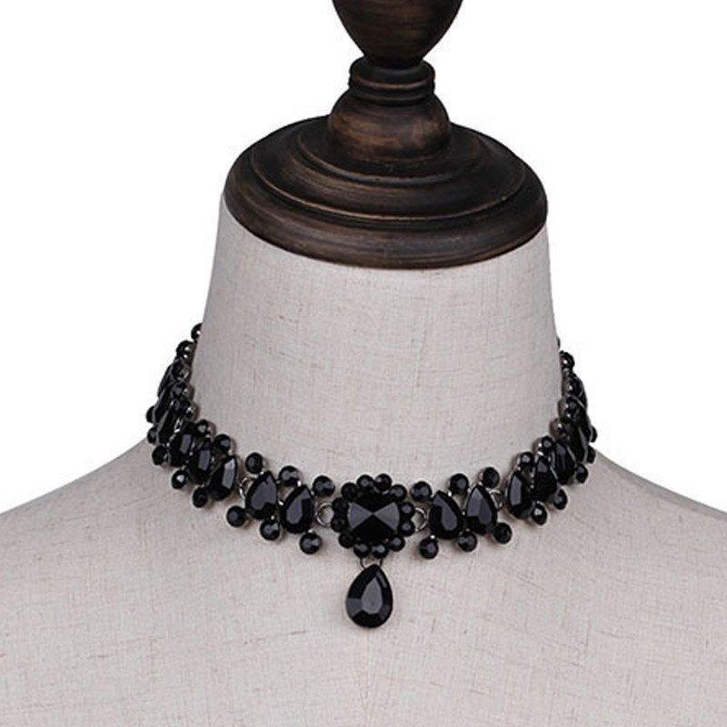 Drop Faux Crystal Choker Necklace
