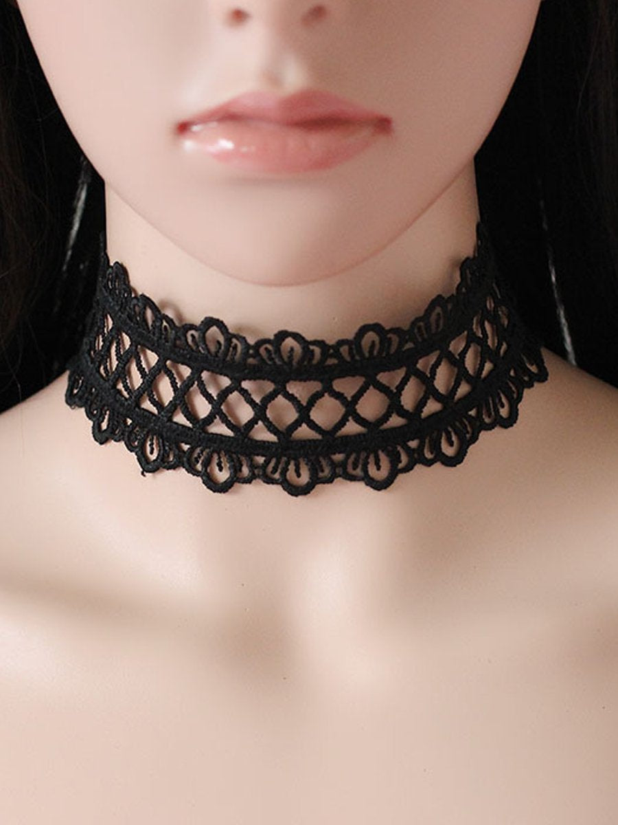 Wide Lace Hollow Out Choker Necklace