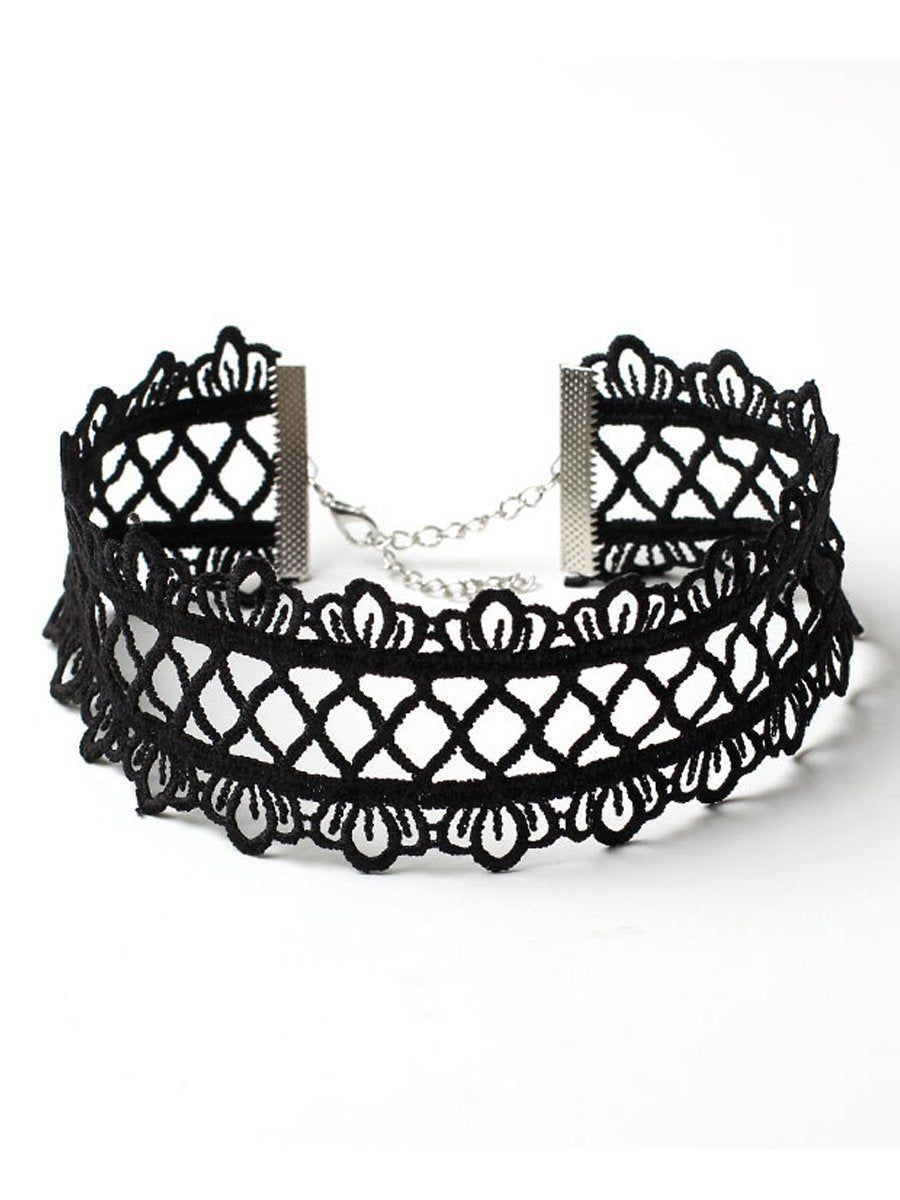 Wide Lace Hollow Out Choker Necklace