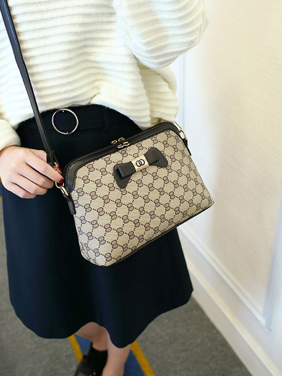 Bowknot Plaid Crossbody Bag