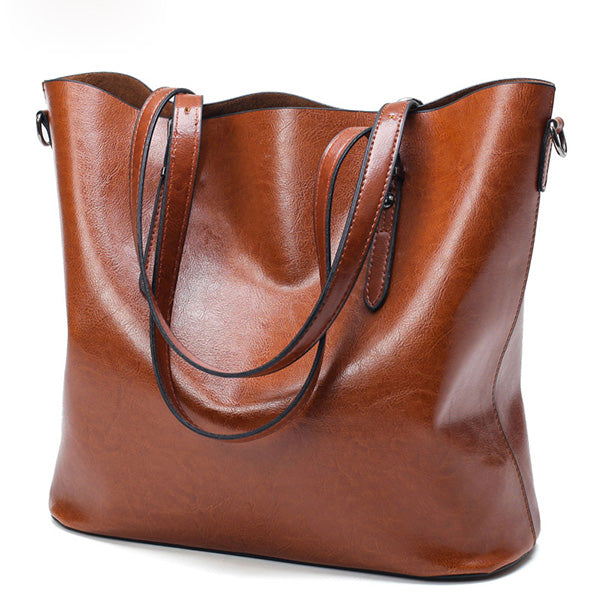 Fashion Women Handbag PU Oil Wax Leather Women Bag Large Capacity Tote Bag Big Ladies Shoulder Bags
