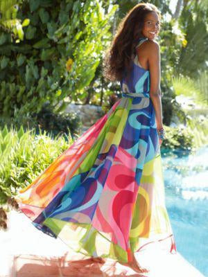 Floral-Print Straps Cross Neck Sleeveless Beach Maxi Dress