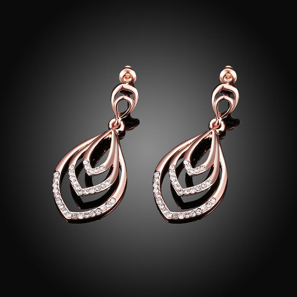 Rose Gold Drops Czech Drill Earrings