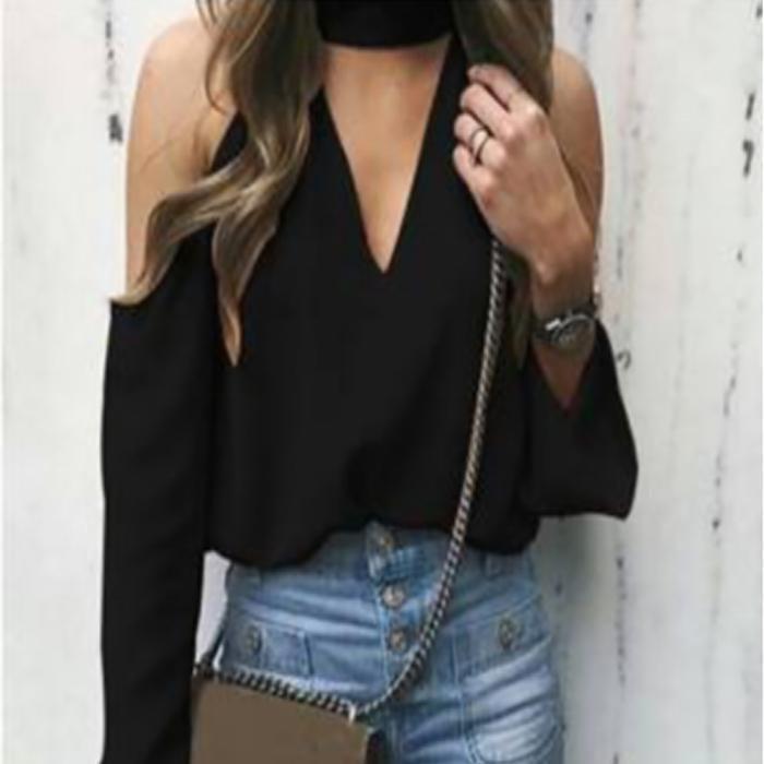 Sexy Deep V Strapless Blouse Top