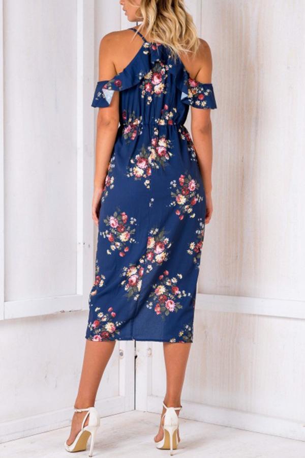 Sexy Off Shoulder Floral Print Maxi Dress