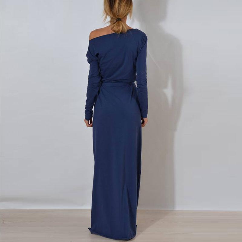 Round Neck Waist Casual Maxi Dress