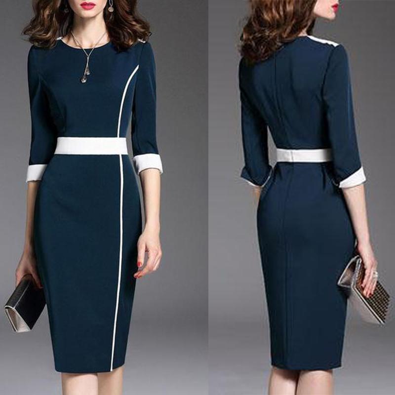 Round Neck  Plain Bodycon Dress