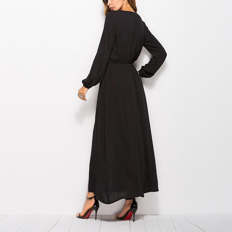 Elegant Round Neck long sleeves Maxi Dresses