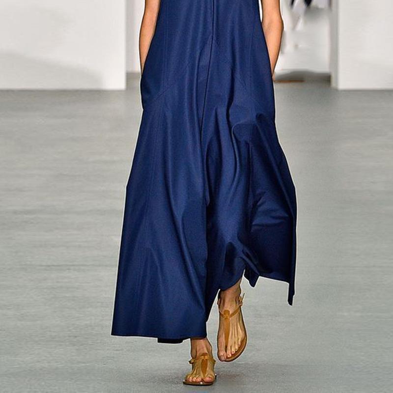 V Collar Sleeveless Minimalism Maxi Dress