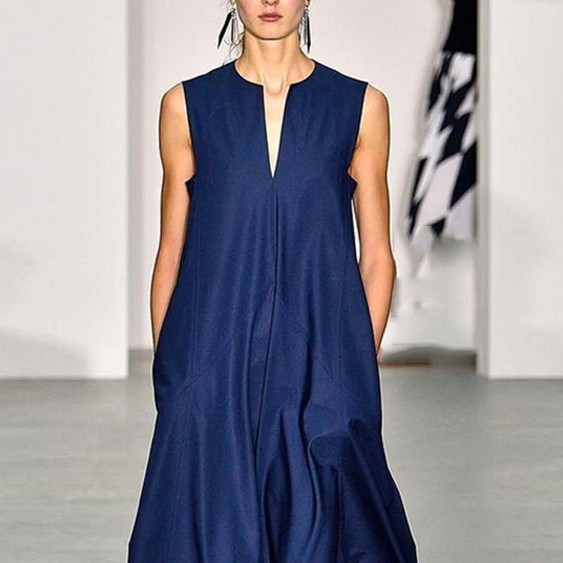 V Collar Sleeveless Minimalism Maxi Dress