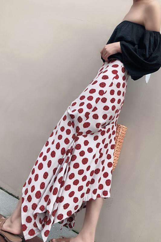 Fashion Dot Irregular Fishtail Long Skirt