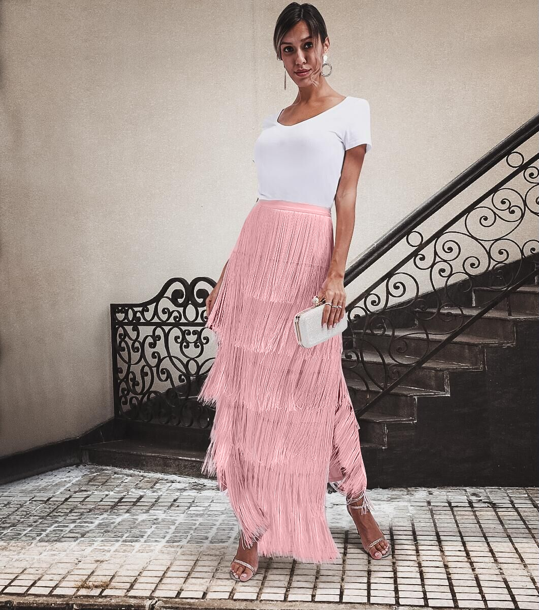 Sexy Fashion Tassel Overskirt sleeveless Maxi Dress