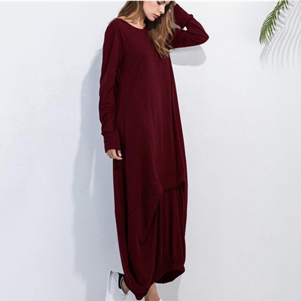 Long Sleeve Round Neck Lantern Knitted Dresses