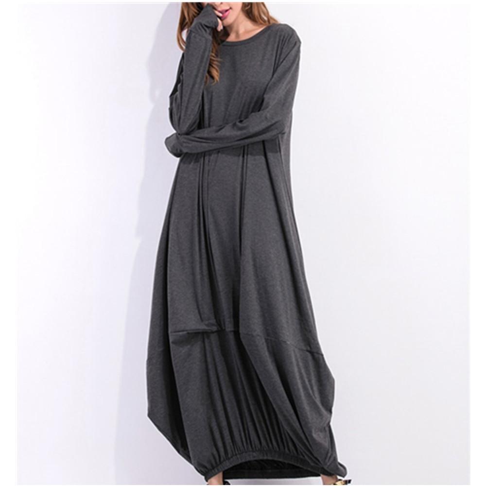 Long Sleeve Round Neck Lantern Knitted Dresses