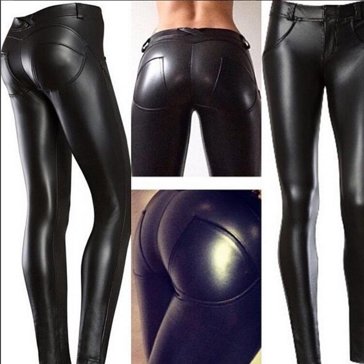 Sexy Fashion Black Butt Leather Pants