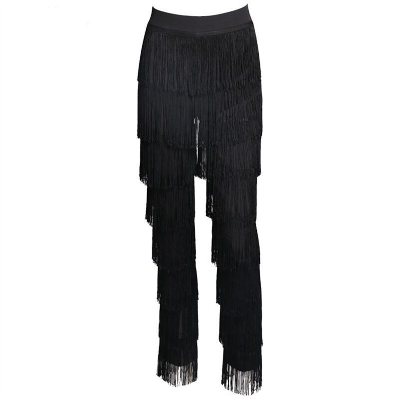 Fashion High-Waisted Fringe Straight Pants