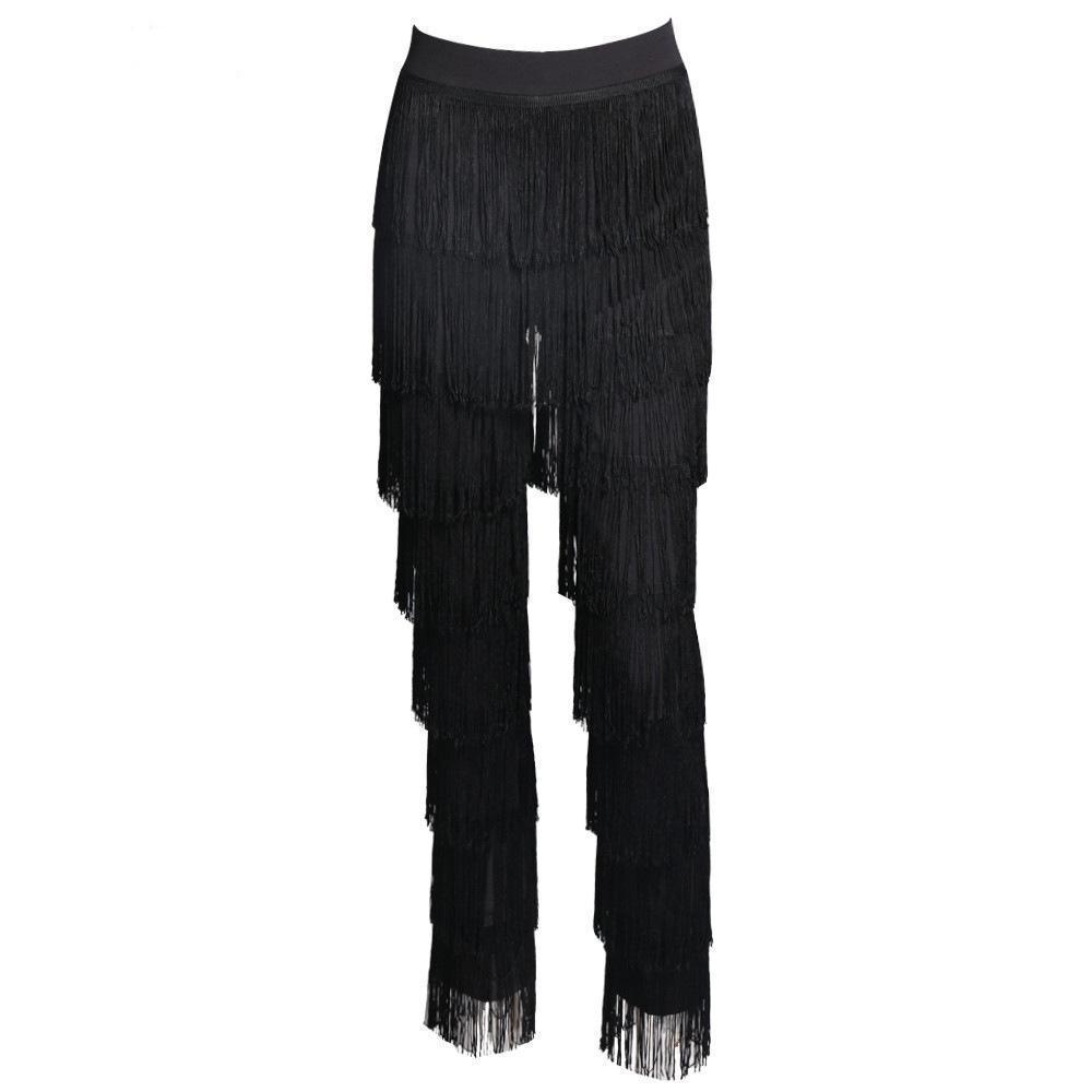 Fashion High-Waisted Fringe Straight Pants