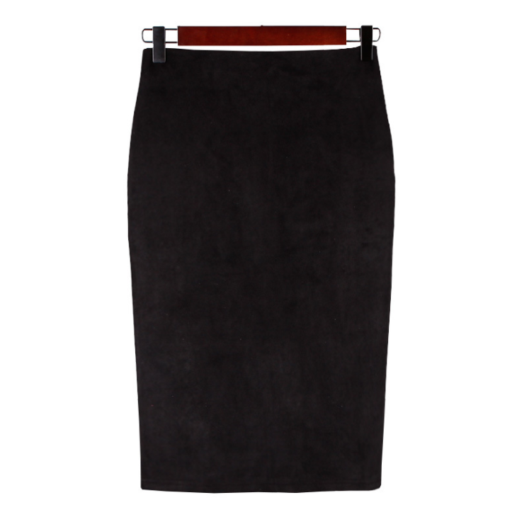 Fashion High-Waist Suede Slit Skirt