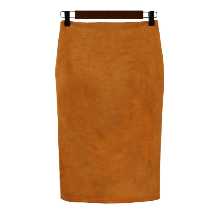 Fashion High-Waist Suede Slit Skirt