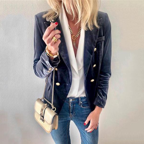 Autumn And Winter   Fashion Suede Suit Jacket