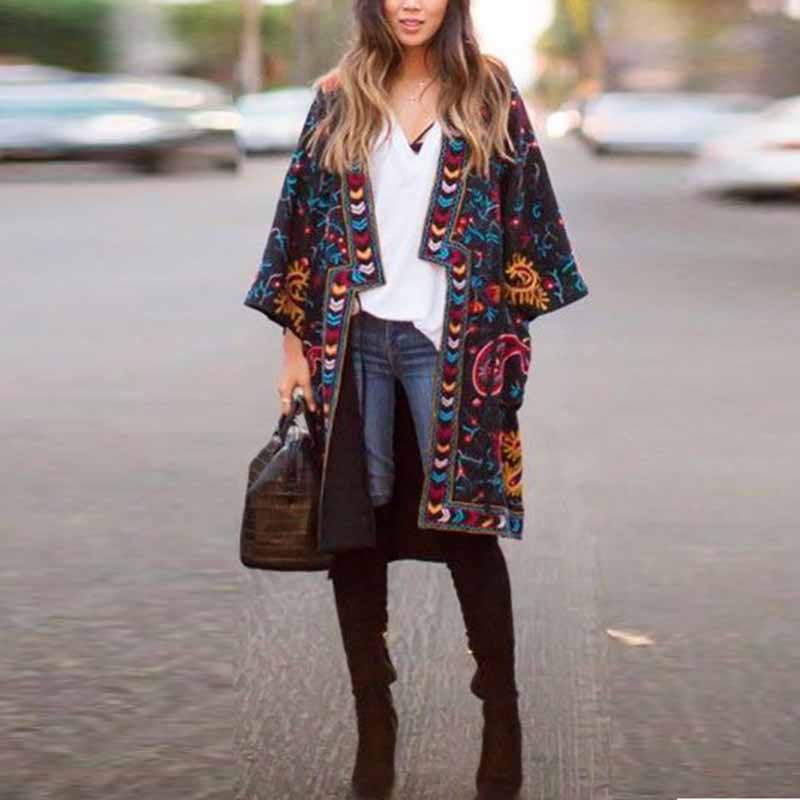 Fashion Floral Pattern Printed Coat