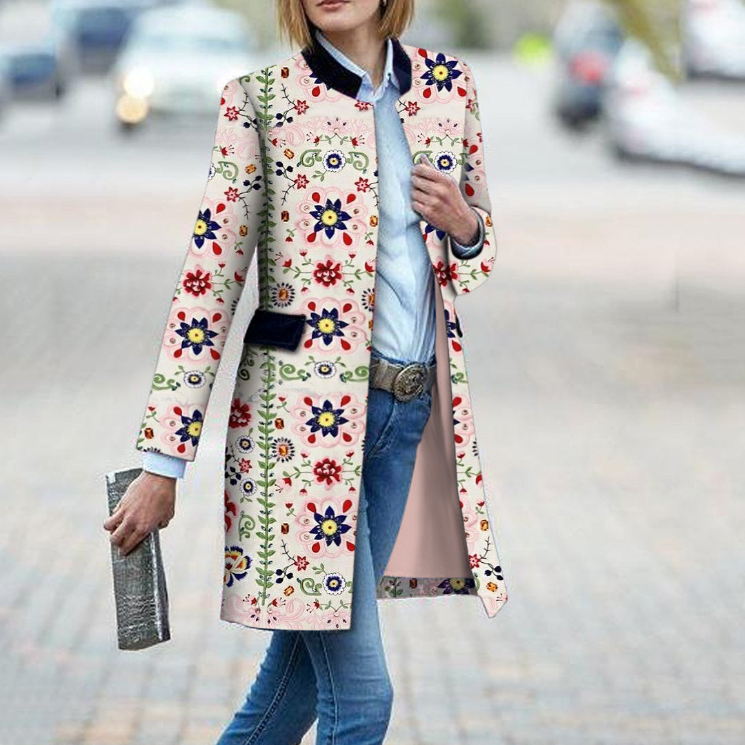 Fashion Floral Pattern Printed Long Sleeve jacket