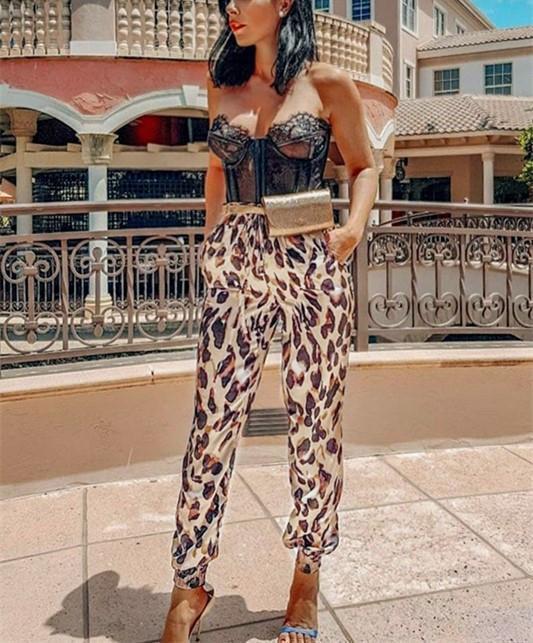 Fashion Casual Leopard   Print Fedora Pants