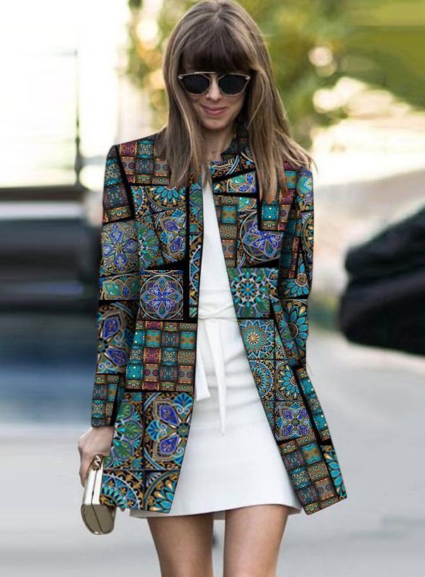 Fashion Printed Colour Long Sleeve Jacket