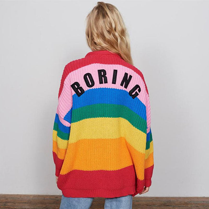 Letter Loose Sweater Rainbow Sweater