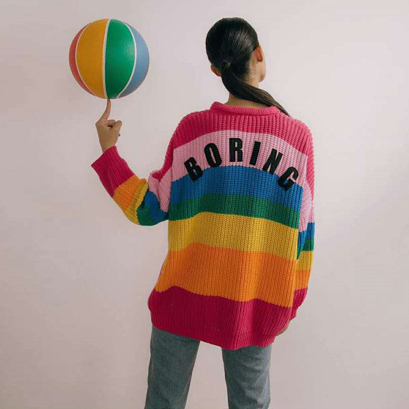 Letter Loose Sweater Rainbow Sweater
