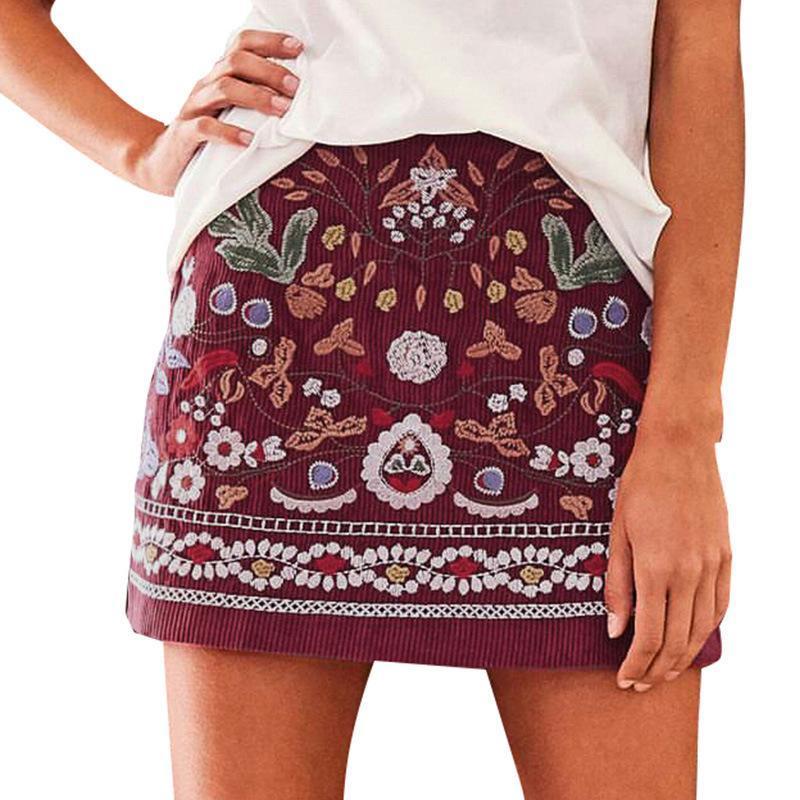 Fashion High-Waist Corduroy Inwrought Short Skirt