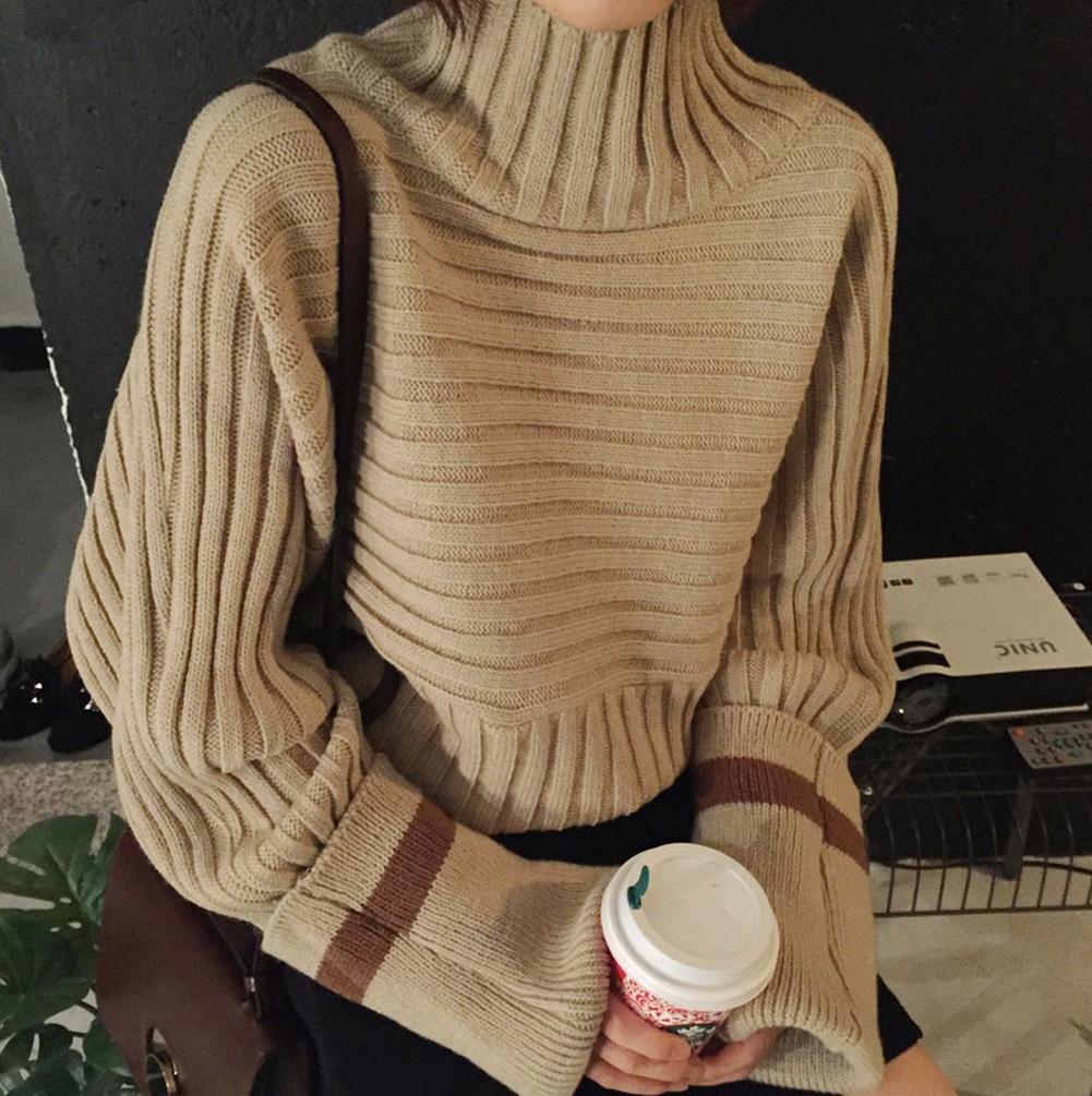 Casual To Add Long   Sleeve Turtleneck Turtleneck Knitting Sweater