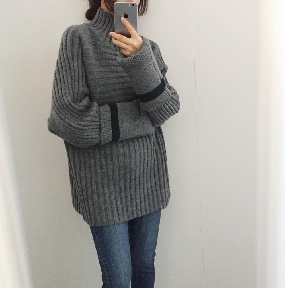 Casual To Add Long   Sleeve Turtleneck Turtleneck Knitting Sweater