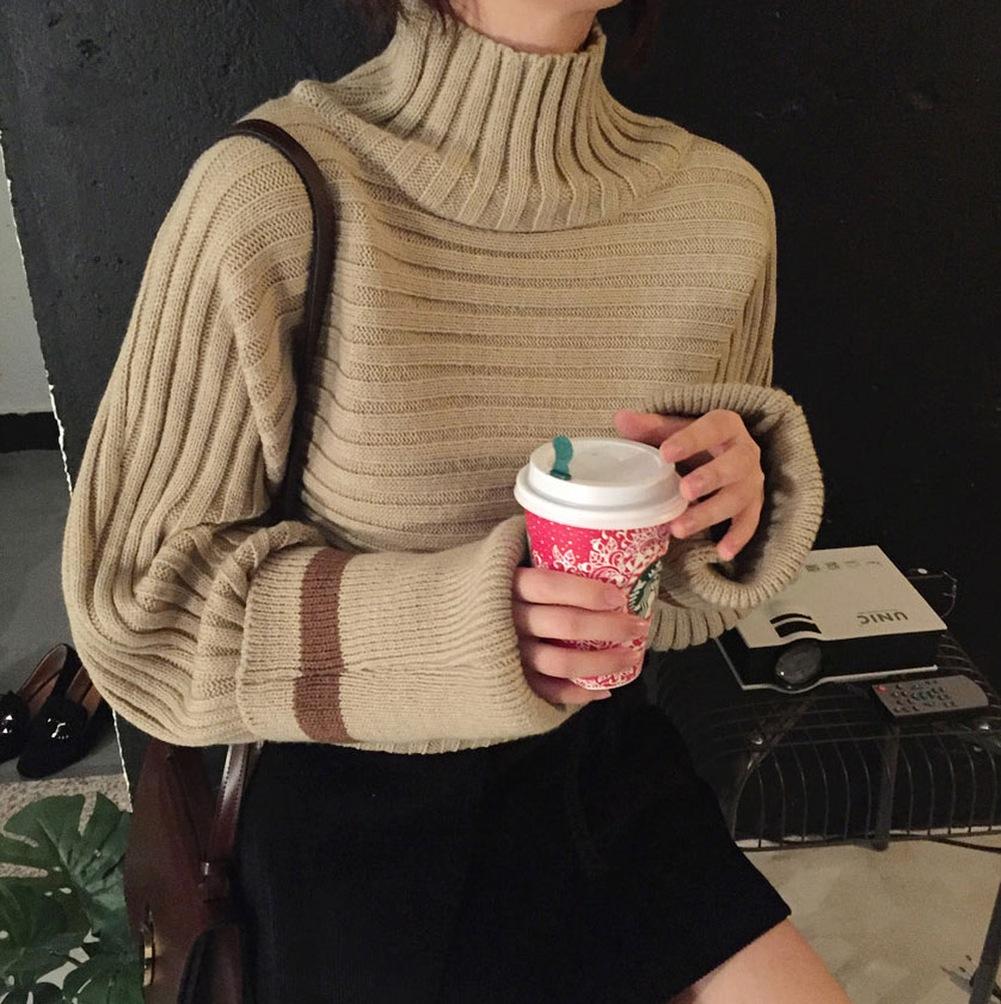 Casual To Add Long   Sleeve Turtleneck Turtleneck Knitting Sweater