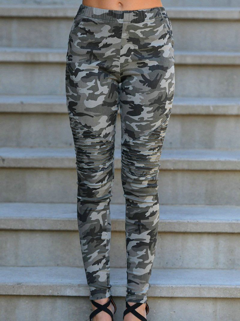 Casual Camouflage Waist Fold Pants