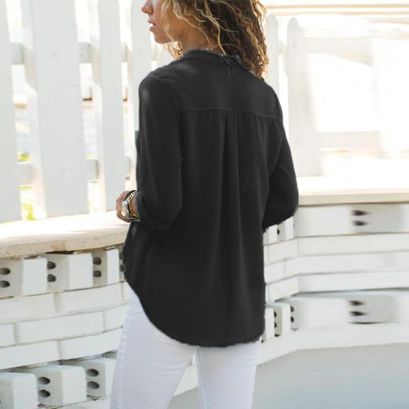 Lapel Long Sleeve Plain Elegant Blouses