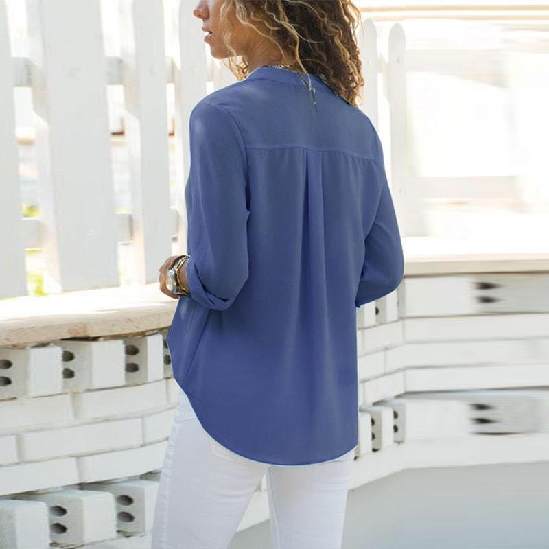 Lapel Long Sleeve Plain Elegant Blouses