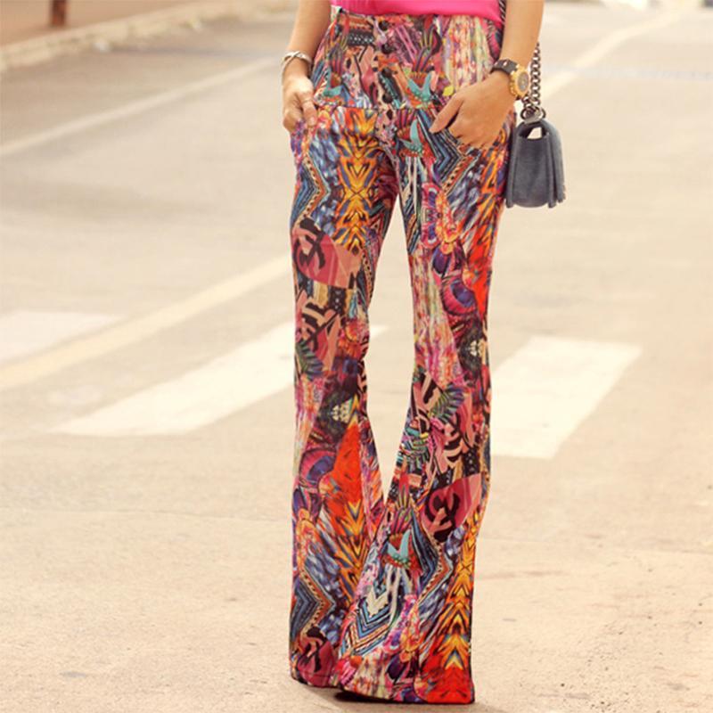 Fashion High-Waist Printed Colour Long Pants