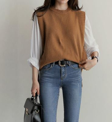 Fashion Loose   Sleeveless Knitted Sweater Vest Blouse