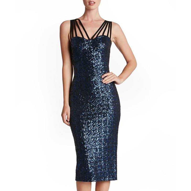 Sexy Bare Back Sequins Sleeveless Bodycon Dresses