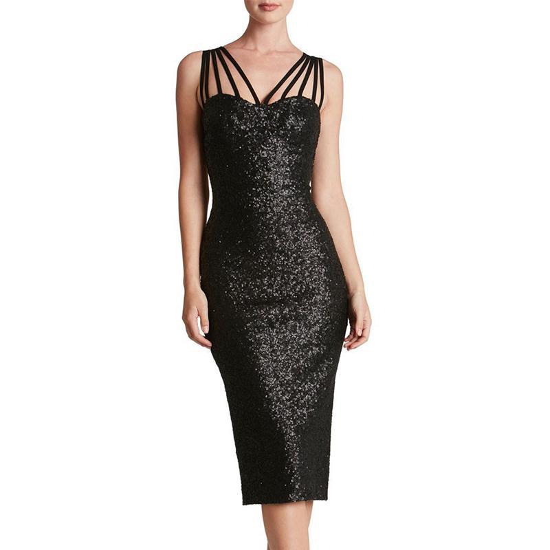 Sexy Bare Back Sequins Sleeveless Bodycon Dresses
