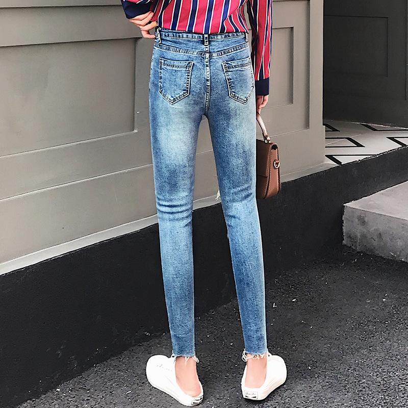 Fashion Slim Show   Thin  Elastic Skinny Ripped Jeans   Pencil Pants